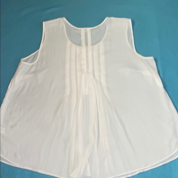 DANIEL RAINN pleated semi sheer sleeveless top hidden abalone buttons size 2X - Picture 2 of 10